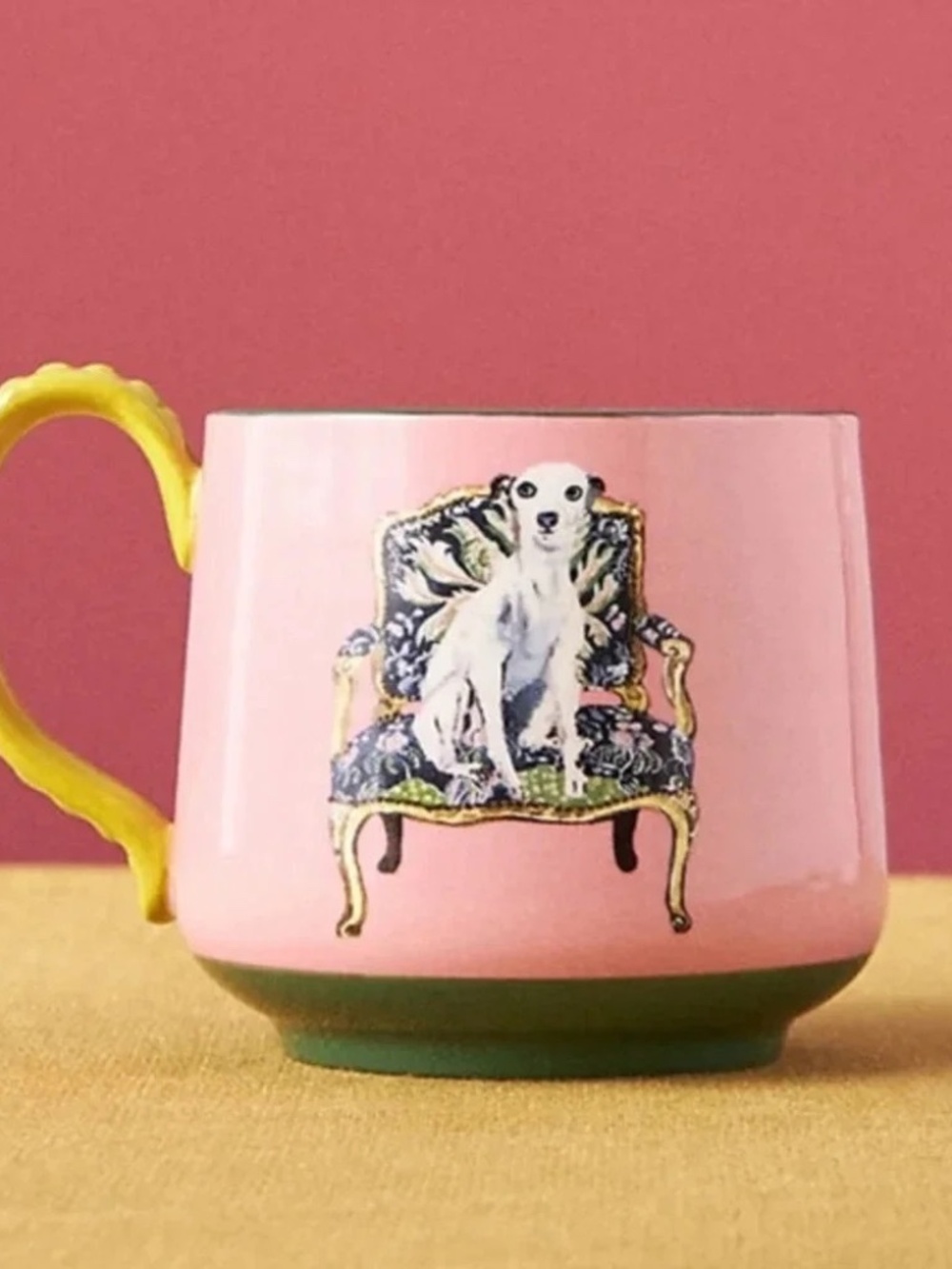 NWT Anthropologie Raphael Balme Pink Dog Mug